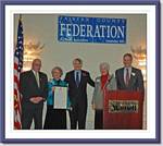 Fairfax County BOS Chair Gerry Connolly, Citation of Merit Award Winners Bill and Janie Strauss & Federation President John Jennison