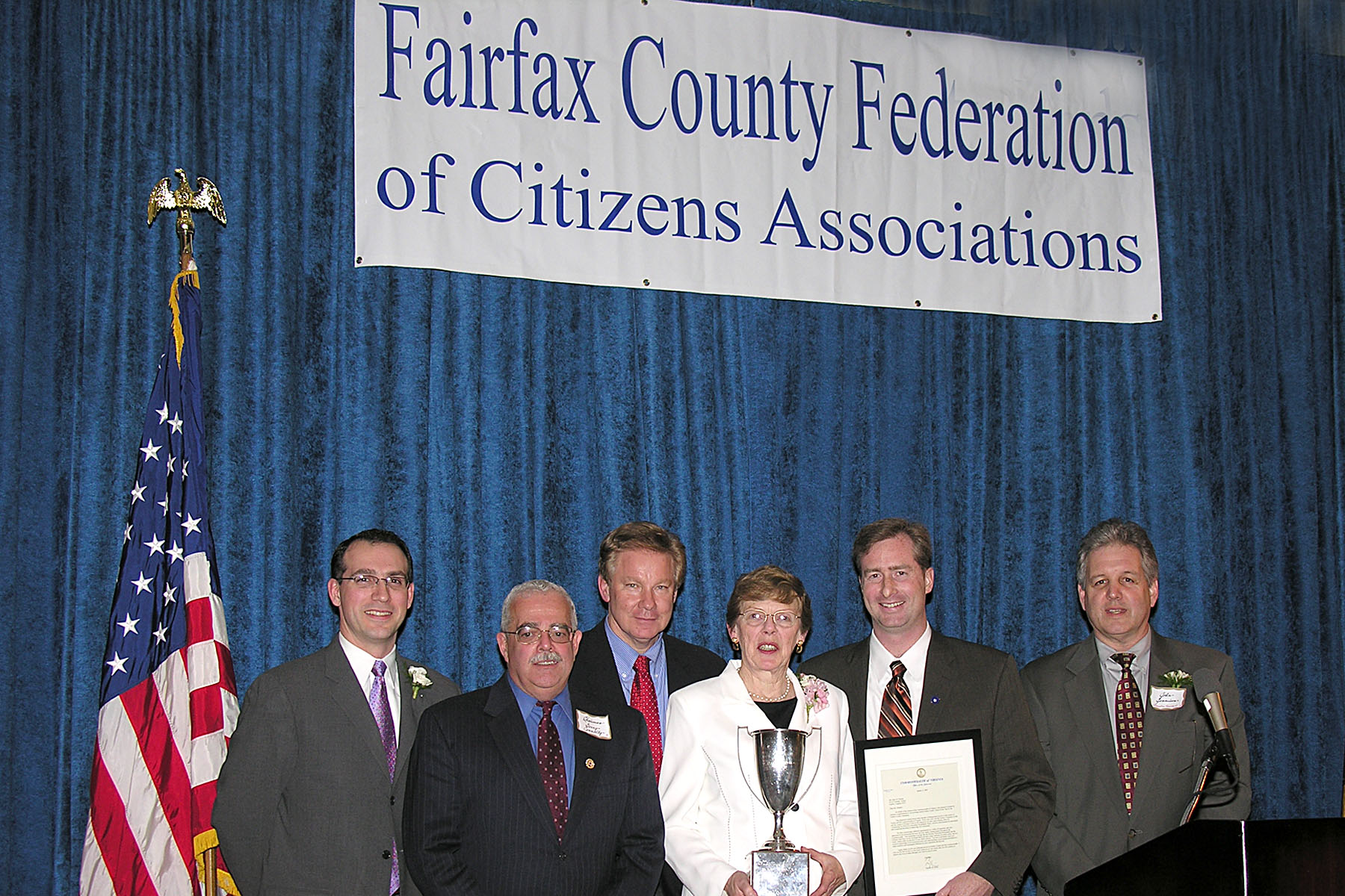 Copyright  2007 by FCFCA,  Washington Post Representative Ruben Rodriguez, Fairfax County BOS Chair Gerry Connolly, Representative Thomas M. Davis, Federation 2006 Citizen of the Year Sally Ormsby, Delegate David Bulova, & Federation President John Jennison