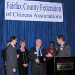 Delegate Ken Plum, Washington Post Representative Ruben Rodriguez, State Senator Janet Howell, Citation of Merit Award Winner Lee Rau, Hunter Mill Supervisor Cathy M. Hudgins, & Federation President John Jennison