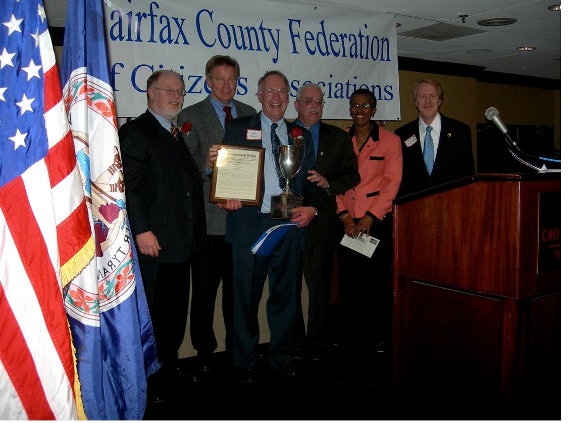 COY banquet, 9 Mar 08, J FCFCA President Jeff Parnes, Congressman Tom  Davis, COY John Horejsi, Fairfax County Board Chairman Gerry Connnoly, Hunter Mill Supervisor Cathy Hudgins, VA State Senator George Barker